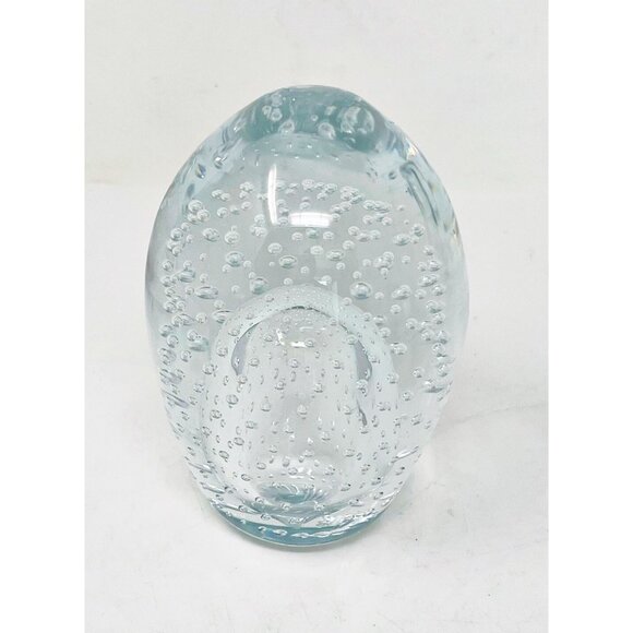 Vintage Art Glass Bubble Domed Paperweight Clear Oval Hand Blown Studio Decor - Picture 2 of 6